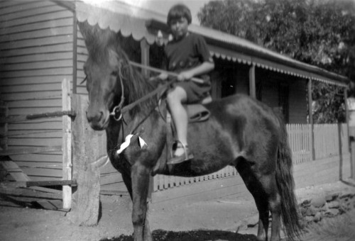 Bertha on horseback
